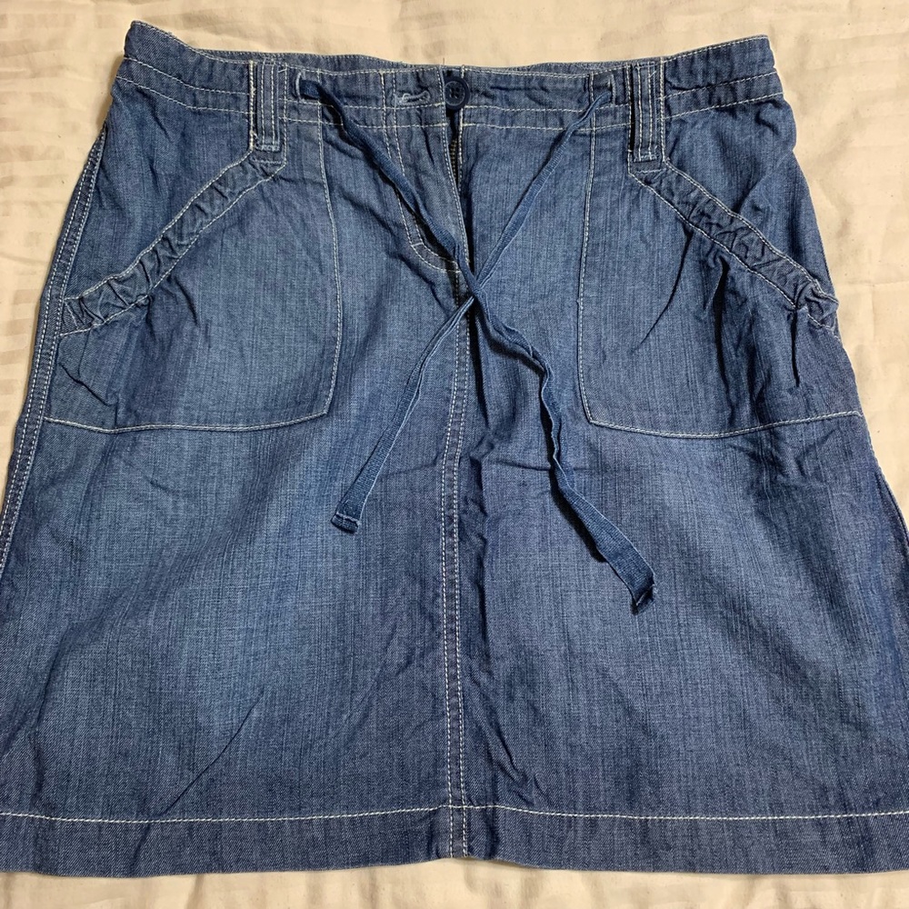 Denim skirt. Jean skirt. With draw string waist